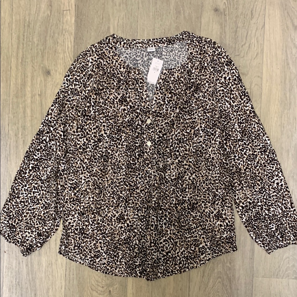 Old Navy Brown and Black 3/4 Sleeve Blouse